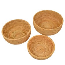 3 Piece Toro Rattan Storage Basket Set