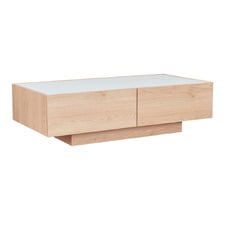 Birkley Rectangular Glass-Top Coffee Table with Drawers