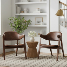 (Set of 2) Cordova Faux Leather Armchairs