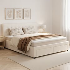 June Faux Leather Bed Frame with 4 Drawers