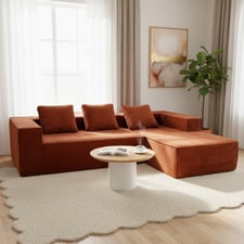 Elio 5 Seater Corduroy Sofa with Right Chaise