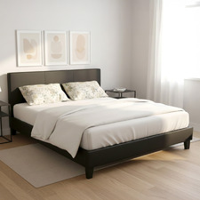 Black Makoto Faux Leather Bed Frame