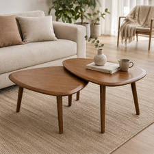 2 Piece Tiffany Rubberwood Nesting Coffee Table Set