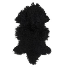 Black Aetius Mongolian Sheepskin Rug