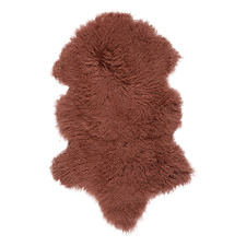 Dark Coral Ennius Mongolian Sheepskin Rug