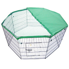 Black 8 Panel Portable Steel Pet Playpen with Cover