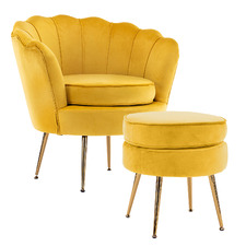2 Piece Shanaya Velvet Armchair & Ottoman Set