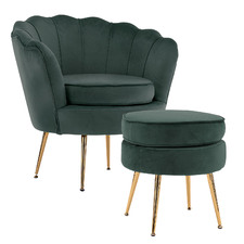 2 Piece Shanaya Velvet Armchair & Ottoman Set