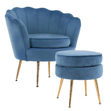 2 Piece Shanaya Velvet Armchair & Ottoman Set