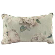 White Peony Rectangular Velvet Cushion