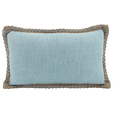 Trimmed Border Rectangular Linen-Blend Cushion