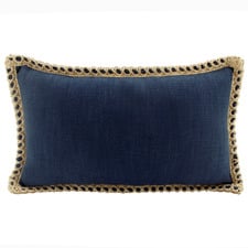 Trimmed Border Rectangular Linen-Blend Cushion