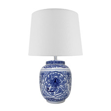 Blue & White Aria Oval Base Table Lamp