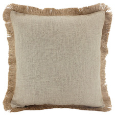 Fringed Square Linen Cushion