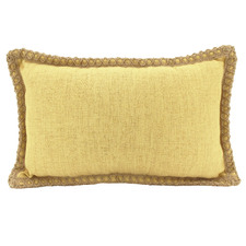 Yellow Rectangular Jute & Linen Cushion