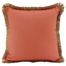Orange Fringed Square Cushion