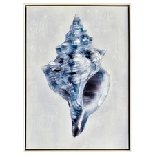 Blue Drill Shell Painted Framed Canvas Wall Art