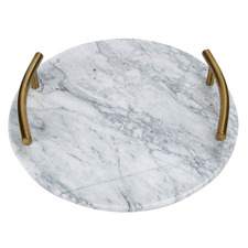 Bessemer Marble & Iron Round Serving Tray