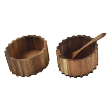 3 Piece Salem Acacia Wood Spice Bowl & Spoon Set