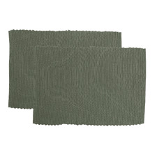 Napery Cotton-Blend Ribbed Placemats (Set of 2)