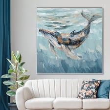 Whale Hello There Framed Canvas Wall Art