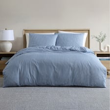 Blue Stripe Jaden Yarn-Dyed Jacquard Quilt Cover Set