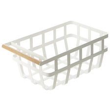 White Yamazaki Metal & Wood Storage Basket