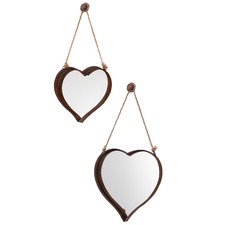 Rustic Metal Heart Mirrors (Set of 2)