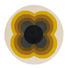 Yellow Sunflower Hand-Tufted Wool Round Rug