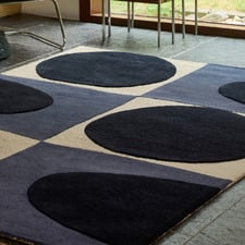 Navy Spot Square Hand-Tufted Pure New Wool Rug