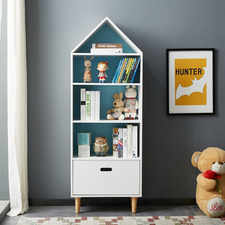 Marlow White & Blue Bookcase