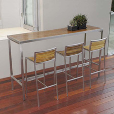 Plantation Teak & Steel Outdoor Bar Table