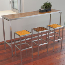 Kauai Steel & Teak Outdoor Bar Table