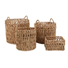 4 Piece Florence Woven Water Hyacinth Basket Set