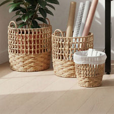 3 Piece Clement Woven Water Hyacinth Basket Set