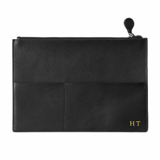 A6 Black Personalised Leather Document Holder