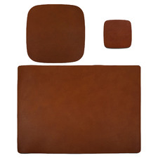 3 Piece Tan Artisan Leather Starter Desk Set