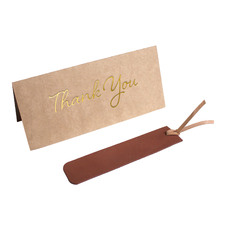 2 Piece Leather Bookmark & Thank You Card Set