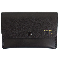 Pocket Personalised Leather Card Holder with Snap Button