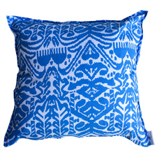 Blue Cornflower Ikat Cotton Cushion