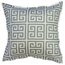Grey & White Greek Key Cushion
