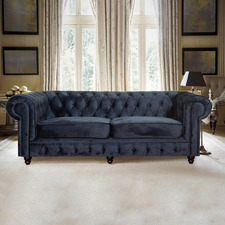 Cleo Button Tufted 3 Seater Velvet Sofa