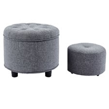 2 Piece Teo Upholstered Ottoman & Footstool Set