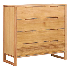 Zephyr Tasmanian Oak Wood 4 Drawer Tallboy