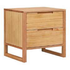 Zephyr Tasmanian Oak  Wood 2 Drawer Bedside Table
