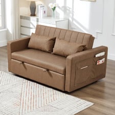 Magath 2 Seater Single Faux Leather Sofa Bed