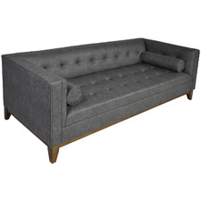 Grey Claudia 3 Seater Faux Leather Sofa