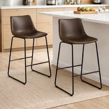 65cm Asher PU Leather Bar Stools (Set of 2)