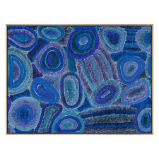 Blue Ngapa Jukurrpa IV Framed Canvas Wall Art