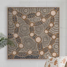 Brown Wanakiji Jukurrpa Printed Wall Art